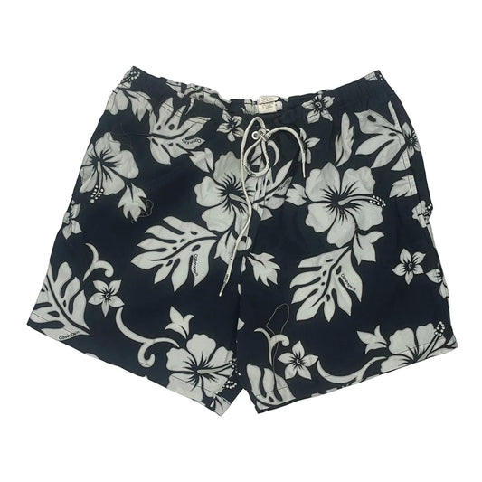 Calvin Klein Floral Swim Shorts - Large Black & White Nylon