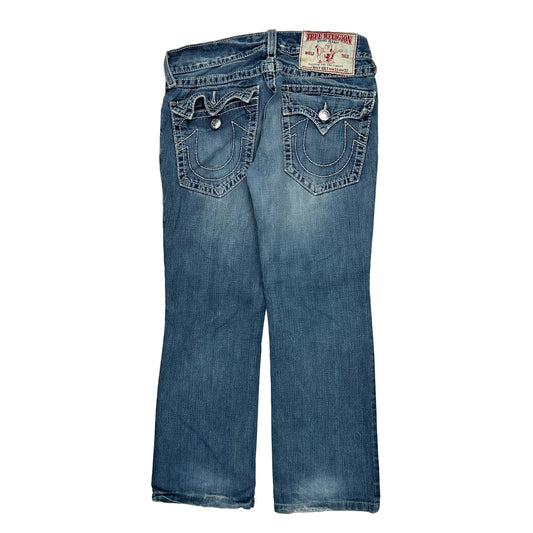True Religion Boot Cut Jeans - 32W UK 10 Blue Cotton