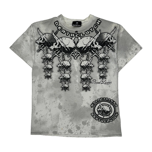 Death Clutch Graphic T-Shirt - Medium Black & White Cotton