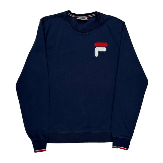 Vintage Fila Sweatshirt - Large Navy Cotton