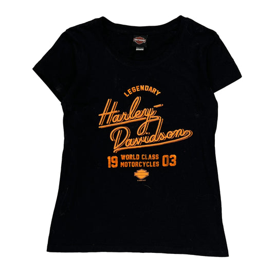 Harley Davidson Graphic T-Shirt - Medium Black Cotton
