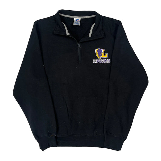 Vintage Lipscomb University Russell Athletic College 1/4 Zip - Medium Black Cotton Blend