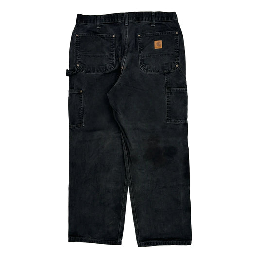 Carhartt Double Knee Carpenter Trousers - 34W 30L Black Cotton
