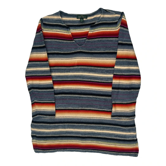 Ralph Lauren Striped Jumper - Medium Multicoloured Linen Blend