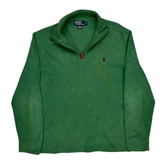 Polo By Ralph Lauren 1/4 Zip - Large Green Cotton