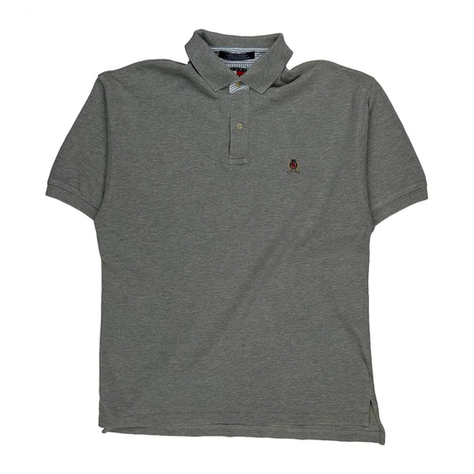 90S Tommy Hilfiger Polo Shirt - Medium Grey Cotton