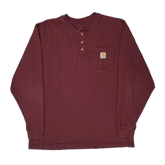 Carhartt Long Sleeve T-Shirt - XL Burgundy Cotton