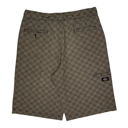 Dickies Checked Chino Shorts - 32W 12L Brown Cotton