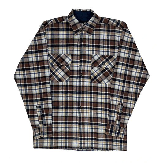 Unbranded Checked Flannel Shirt - Small Brown Cotton