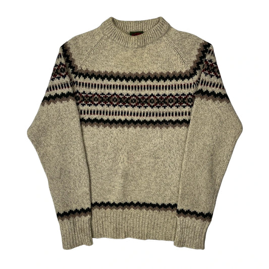 Vintage Unbranded Argyle Jumper - XL Beige Wool Blend