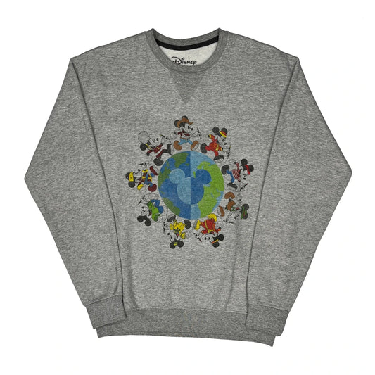Mickey Mouse Disney Cartoon Sweatshirt - Medium Grey Cotton Blend