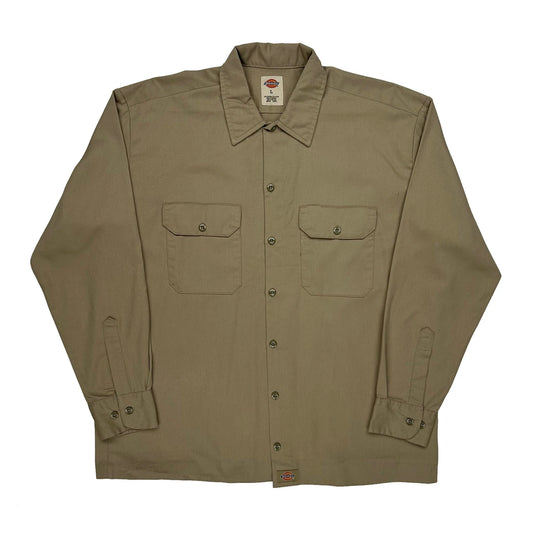 Vintage Dickies Shirt - Large Khaki Polyester Blend