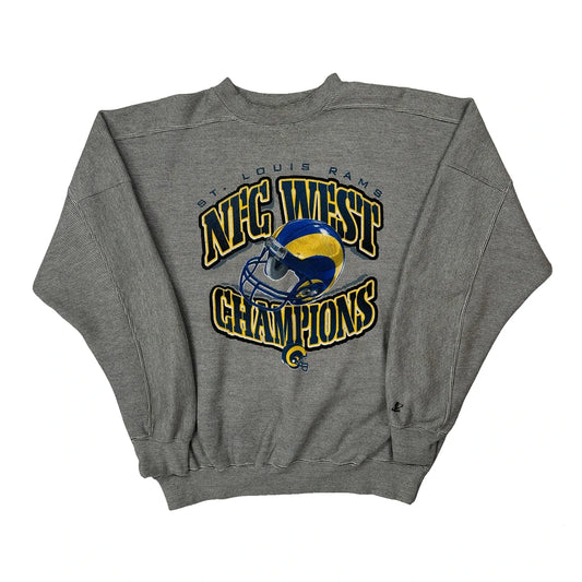 Vintage St. Louis Rams Logo Athletics Nfl Sweatshirt - Large Grey Polyester Blend