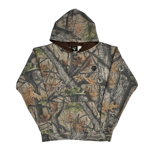 Vintage Wood N Trail Camo Hoodie - Large Camo Cotton