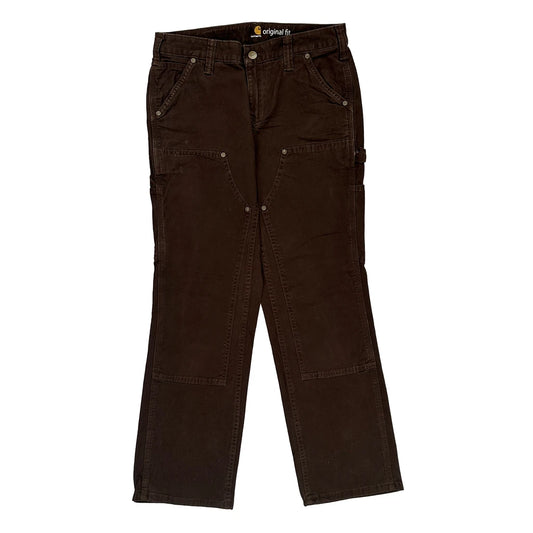 Carhartt Double Knee Carpenter Trousers - 29W UK 10 Brown Cotton