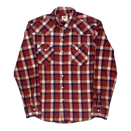 Vintage Levis Checked Flannel Shirt - Large Red Cotton