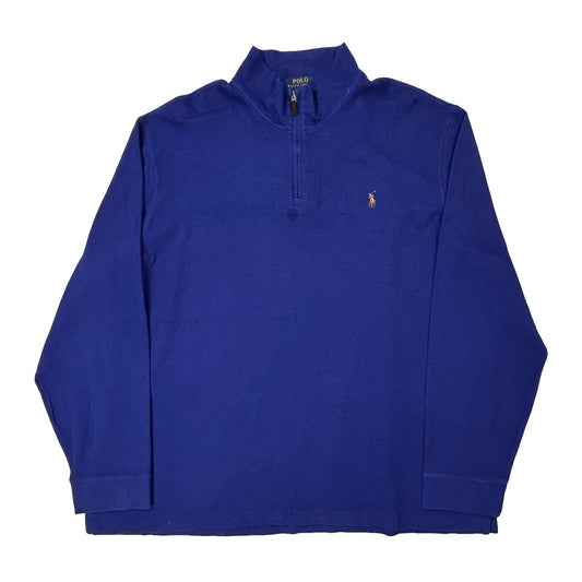 Vintage Polo By Ralph Lauren 1/4 Zip - 2XL Blue Cotton