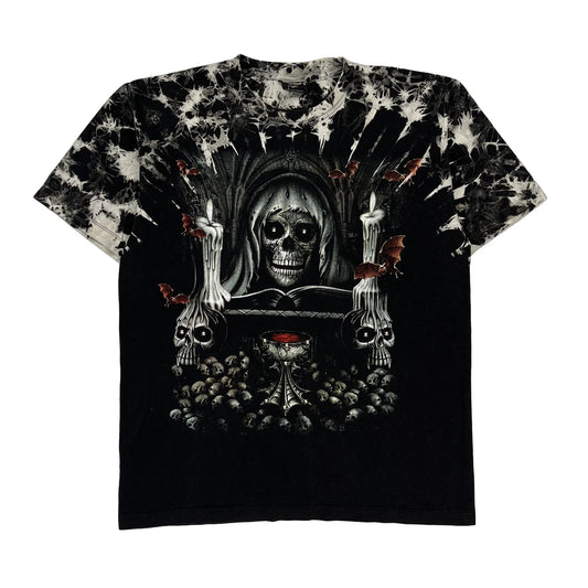 Skull Design Survivors Graphic T-Shirt - Large Black Cotton