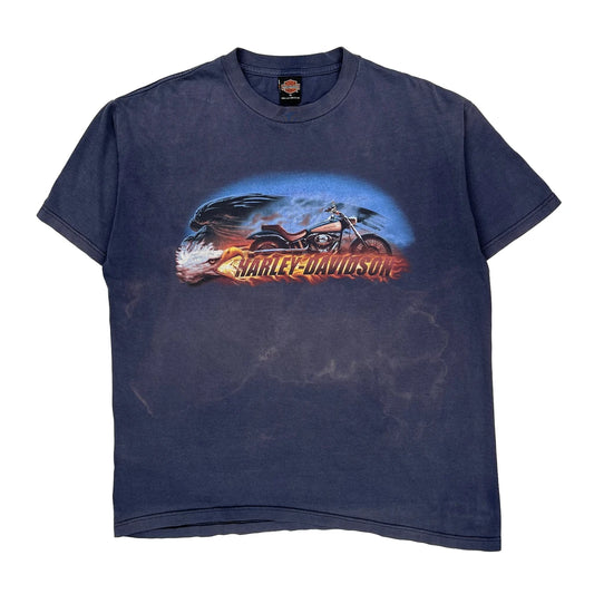 Harley Davidson Graphic T-Shirt - XL Blue Cotton