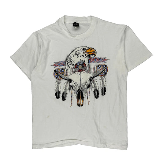 Eagle And Skull Graphic Diamond Dust Graphic T-Shirt - Large White Cotton