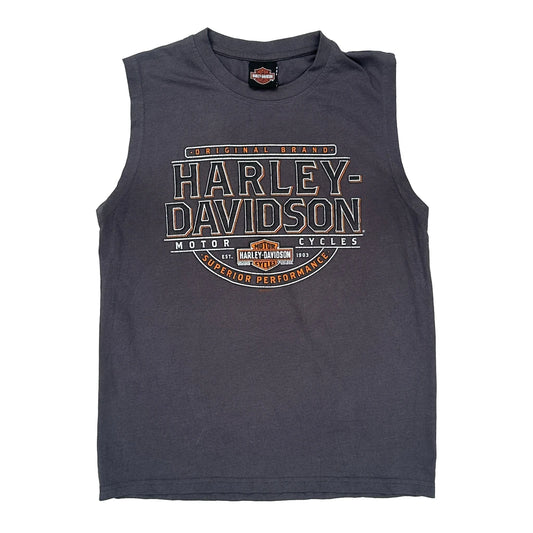 Los Angeles Harley Davidson Graphic Vest - Small Grey Cotton Blend