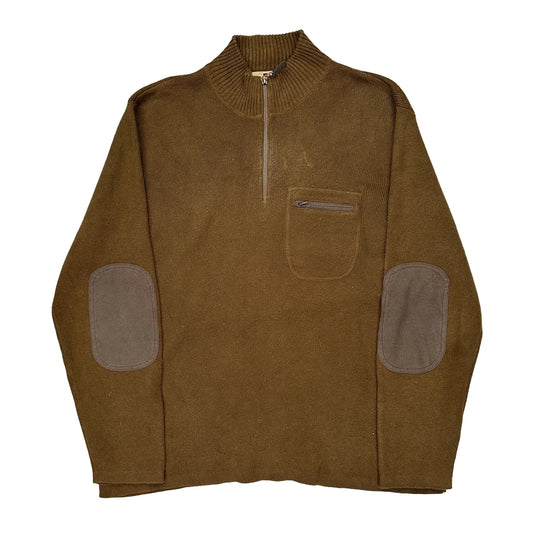 Woolrich 1/4 Zip - Large Brown Wool