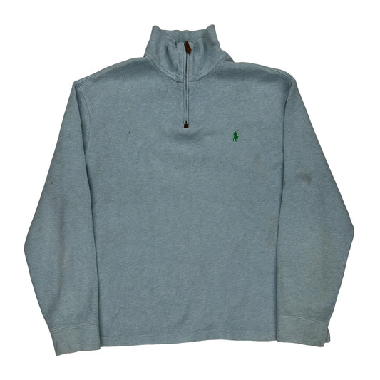 Polo By Ralph Lauren 1/4 Zip - Large Blue Cotton