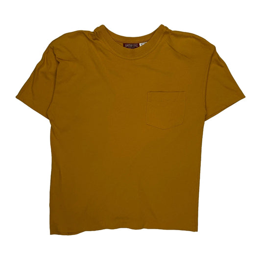 Vintage Blank American Eagle Single Stitch T-Shirt - Small Yellow Cotton