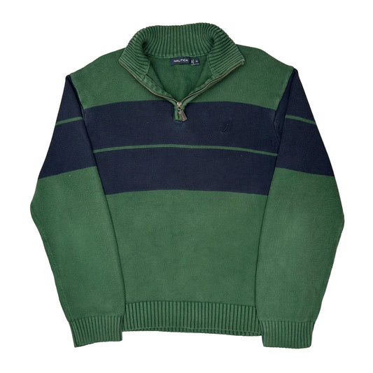Nautica Striped Jumper - XL Green Cotton