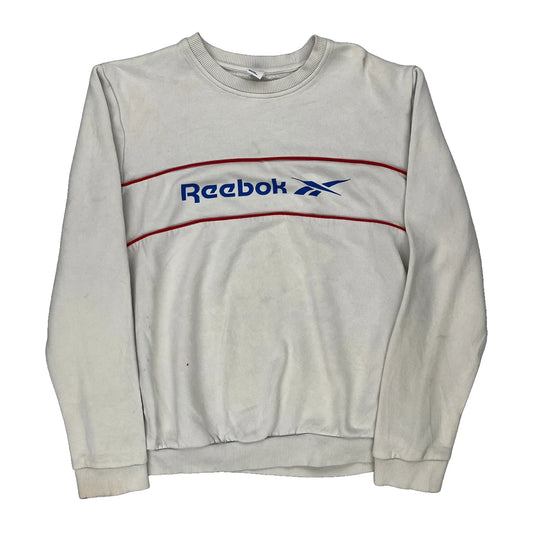 Reebok Spellout Sweatshirt - Large White Cotton