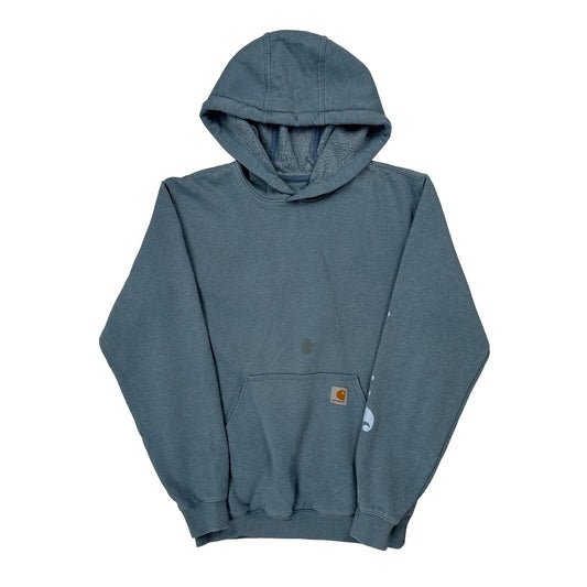 Vintage Carhartt Hoodie - Small Blue Cotton Blend