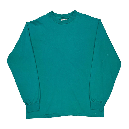 Vintage 90S Blank Hanes Long Sleeve T-Shirt - XL Green Cotton