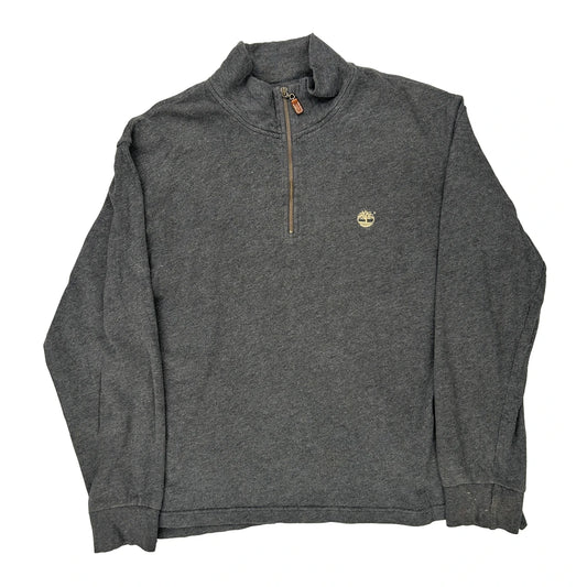 Timberland 1/4 Zip - XL Grey Cotton Blend