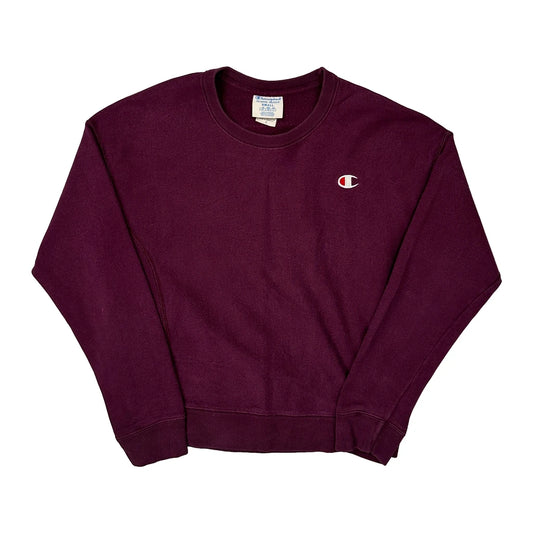 Vintage Reverse Weave Champion Sweatshirt - Small Burgundy Cotton