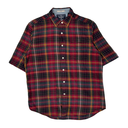Nautica Checked Short Sleeve Shirt - Medium Multicoloured Cotton