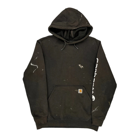 Carhartt Spellout Hoodie - Medium Black Cotton Blend