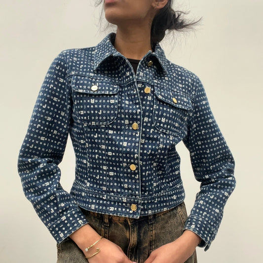 Roccobarocco Cropped Denim Jacket - Small Blue Cotton