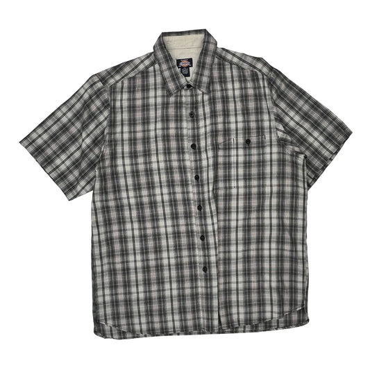 Dickies Checked Short Sleeve Shirt - 2XL Black Cotton