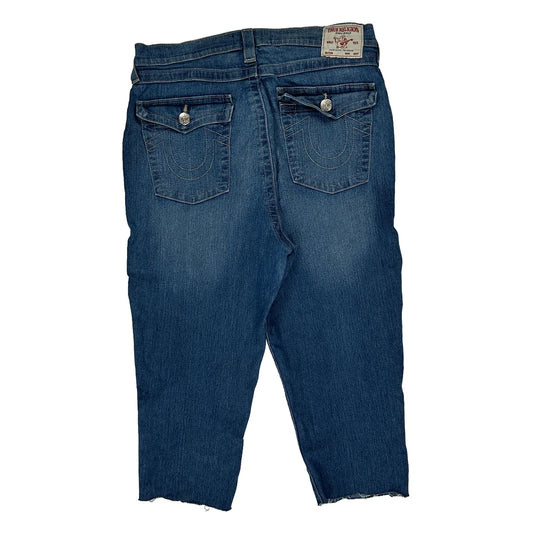 True Religion Cropped Jeans - 32W UK 12 Blue Cotton