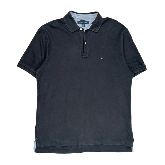 Vintage Tommy Hilfiger Polo Shirt - Large Black Cotton