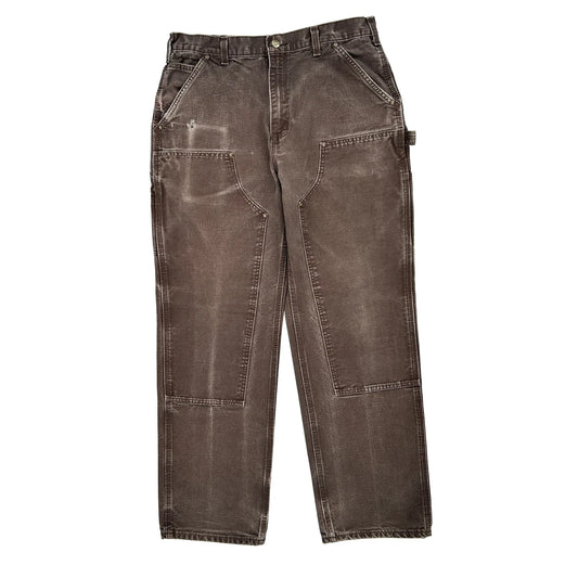 Loose Original Fit Carhartt Double Knee Carpenter Trousers - 32″ Waist Brown Cotton