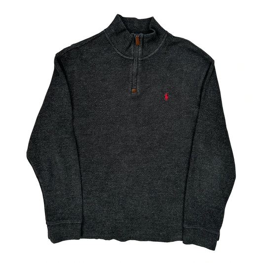 Polo By Ralph Lauren 1/4 Zip - Large Grey Cotton