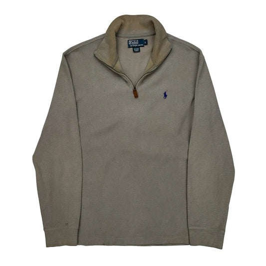 Polo By Ralph Lauren 1/4 Zip - Large Beige Cotton
