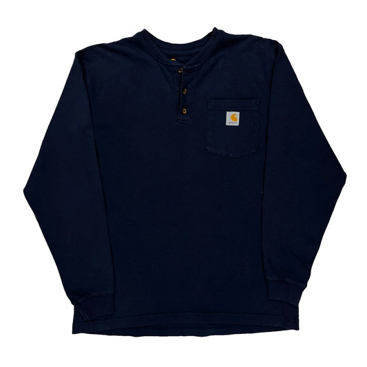 Carhartt Long Sleeve T-Shirt - Medium Navy Cotton
