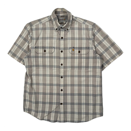 Carhartt Checked Short Sleeve Shirt - Medium Beige Cotton