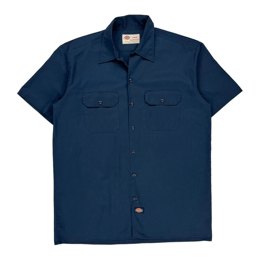 Dickies Short Sleeve Shirt - Large Blue Polyester Blend