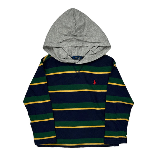 Age 3 Polo By Ralph Lauren Striped Hoodie - 3XS Grey Cotton