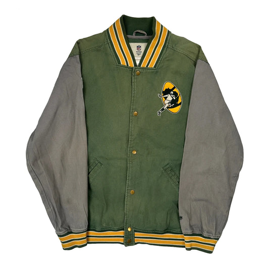 Vintage Nfl Vintage Collection Reebok Varsity Jacket - Large Green Cotton