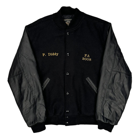Alpha Phi Alpha Fraternity Holloway P Diddy Varsity Jacket - Large Black Wool Blend