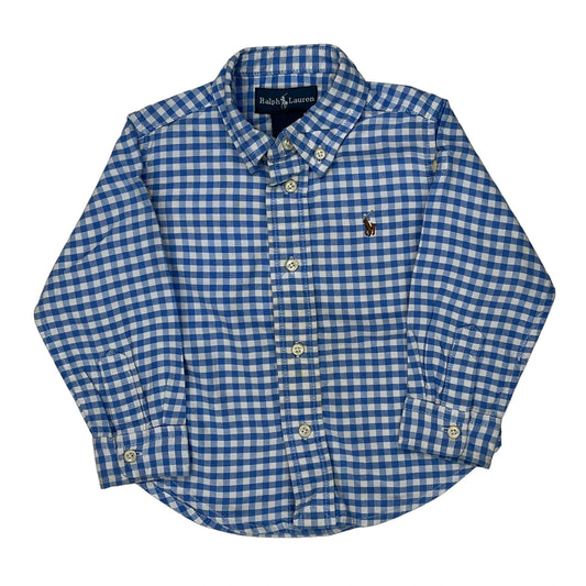 Age 18 Months Ralph Lauren Checked Shirt - 2XS Blue Cotton